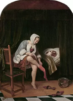 Waking Up Gallery: Woman at her toilet. Artist: Steen, Jan Havicksz (1626-1679)