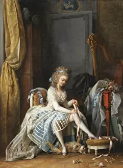 Waking Up Gallery: Woman at Her Toilette. Artist: Lafrensen, Niclas (1737-1807)