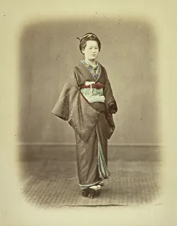 Vignette Prints: Woman in Traditional Dress, about 1868. Creator: Felice Beato