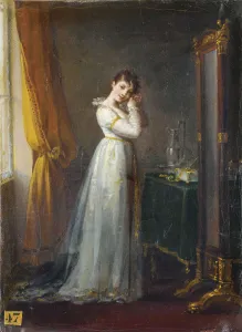 Toilet Table Prints: Woman trying on Earrings (Constance Mayer)