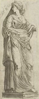 Primaticcio Francesco Collection: Woman Turned to the Right, 1540-45. Creator: Antonio Fantuzzi