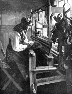 Cottage Industry Prints: Woman using a loom, Sweden, 1936