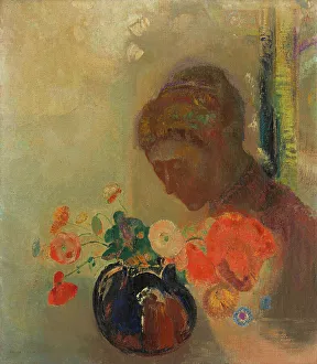 Woman With A Vase Of Flowers, c1903. Creator: Odilon Redon