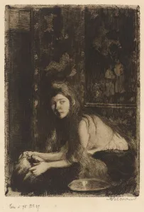 Woman with a Vase (La femme au vase), 1894. Creator: Paul Albert Besnard