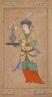 Opaque Watercolour And Gold On Paper Gallery: Woman with Vase of Lilies, second half 16th century. Creator: Unknown