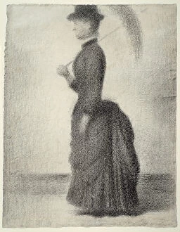 Woman Walking with a Parasol (study for La Grande Jatte), 1884. Creator: Georges-Pierre Seurat