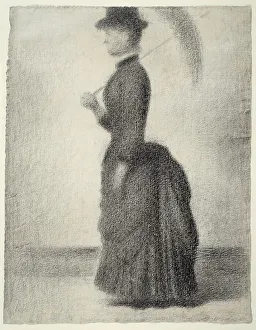 Woman Walking with a Parasol (study for La Grande Jatte), 1884. Creator: Georges-Pierre Seurat Woman Walking with a Parasol (study for La Grande Jatte), 1884. Creator: Georges-Pierre Seurat