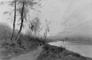 Farrer Prints: Woman Walking beside a River, 1902. Creator: Henry Farrer