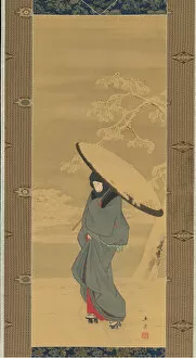 Ando Hiroshige Collection: Woman Walking in the Snow, 1840s-early 1850s. Creator: Ando Hiroshige