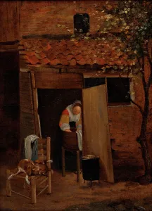 Woman washing clothes in a courtyard, after 1653. Creator: Johannes Gerritsz van Cuylenburch