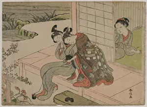 Woman Watching Young Couple Embrace on a Veranda, late 1760s Woman Watching Young Couple Embrace on a Veranda, late 1760s