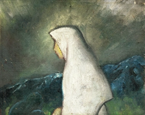 Apprehension Prints: Woman in a White Shawl, 1930-1935. Creator: Zolo Palugyay
