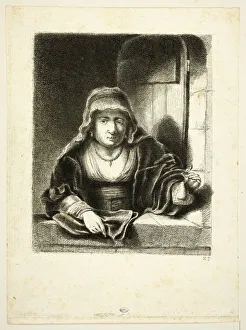 Norblin Jean Pierre Prints: Woman at a Window, 1759. Creator: Jean Pierre Norblin