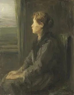 Israels Josef Prints: Woman at a Window, 1880-1911. Creator: Jozef Israels