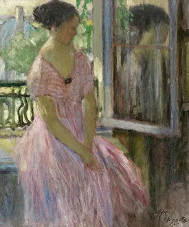 Woman at the Window, 1924. Creator: Auguste Oleffe
