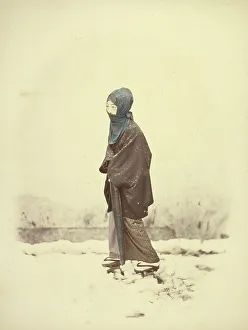 Geta Prints: Woman in Winter Dress, 1866-1867. Creator: Felice Beato