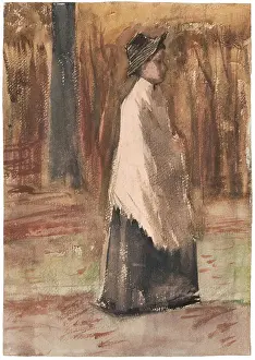 Vincent Prints: Woman in a Wood, 1882. Creator: Gogh, Vincent, van (1853-1890)