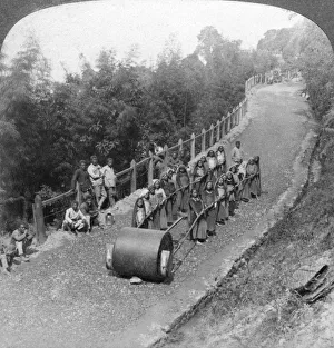Roller Prints: A woman work team on the Darjeeling highway, India, 1903. Artist: Underwood & Underwood