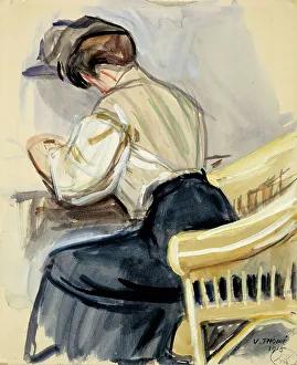 Woman Writing, 1915. Creator: Verner Thome