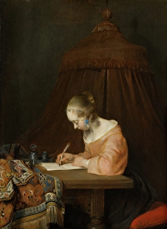 Inkpot Prints: Woman Writing a Letter. Creator: Gerard Terborch II
