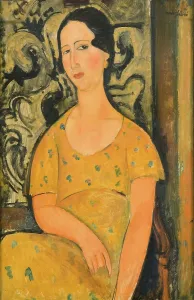 Modigliani Prints: Woman in a Yellow Dress, 1918. Creator: Modigliani, Amedeo (1884-1920)