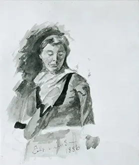 Watercolor And Pencil On Paper Prints: Womans Figure, 1886. Creator: Louis Michel Eilshemius