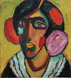 Woman's head with flowers in her hair, c. 1913. Creator: Javlensky, Alexei, von (1864-1941)