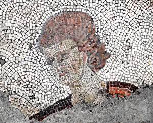 Woman's head, detail from mosaic pavement in the Great Palace of Constantinople, 4th-6th century. Creator: Unknown