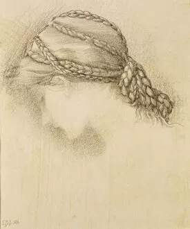 Womans head, detail from a sketchbook, 1886. Creator: Sir Edward Burne-Jones (1833-98)