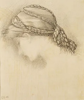 Hairstyles Prints: Womans head, detail from a sketchbook, 1886. Creator: Sir Edward Burne-Jones (1833-98)