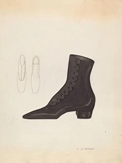 Buttons Gallery: Womans Shoe, c. 1937. Creator: Margaret Concha