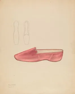 Slippers Prints: Womans Slipper, c. 1936. Creator: Melita Hofmann