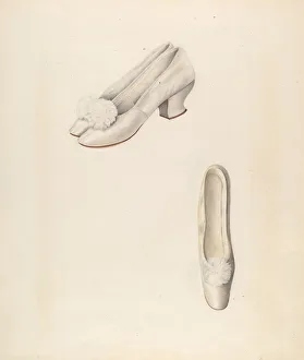 Slippers Prints: Womans Slippers, c. 1937. Creator: Ray Price