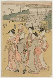 1615 1868 Prints: Women Accompanying a Girl to a Shrine, early 1790s. Creator: Katsukawa Shuncho (Japanese)
