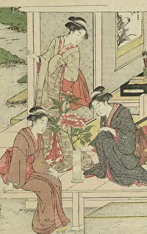 Engawa Prints: Women Admiring Peonies, c. 1789/1801. Creator: Katsukawa Shuncho