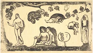 Paul Gaugin Prints: Women, Animals, and Foliage, 1898. Creator: Paul Gauguin