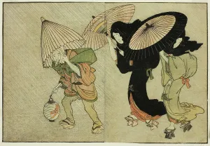Double Page Prints: Two Women and Attendant Caught in a Storm