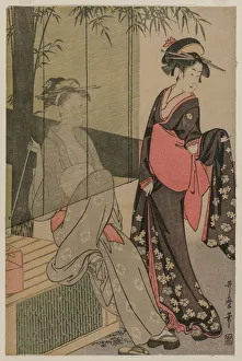 Two Women by a Bamboo Blind, c. 1797 or 1798. Creator: Kitagawa Utamaro (Japanese, 1753?-1806)