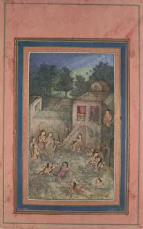 Pool Collection: Women Bathing by Moonlight, Folio from the Davis Album, 18th century. Creator: Unknown