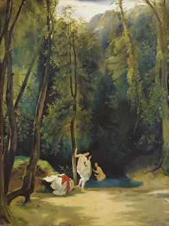 Modest Prints: Women Bathing in the Park of Terni, 1828-1829. Creator: Karl Blechen