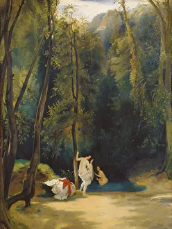Women Bathing in the Park of Terni. Artist: Blechen, Carl (1798-1840) Women Bathing in the Park of Terni. Artist: Blechen, Carl (1798-1840)
