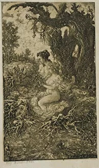 Bathers Collection: Two Women Bathing at Waters Edge, from Revue Fantaisiste, 1861