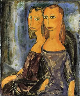 Oil On Paperboard Gallery: Two Women, ca. 1926. Creator: Alfred Henry Maurer