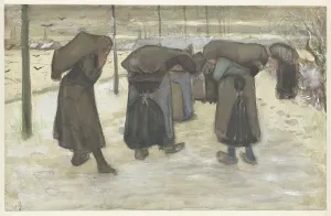 Miners Prints: Women Carrying Sacks of Coal in the Snow, 1882. Creator: Gogh; Vincent; van (1853-1890)
