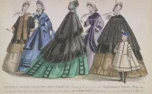 Five women and a child wearing the latest autumn and winter fashions, 1864 Five women and a child wearing the latest autumn and winter fashions, 1864