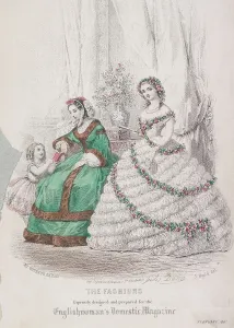 Jules David Prints: Two women and a child wearing the latest fashions, 1861
