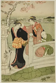 Turtle Prints: Women and Children on the Causeway at Shinobazu Pond, c. 1788. Creator: Torii Kiyonaga
