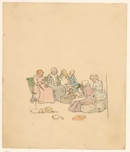 Stork Prints: Women and children eat plums, c.1880-c.1910. Creator: Anon