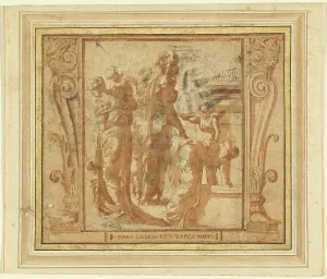 Ligorio Pirro Prints: Women and Children at a Fountain. Creator: Pirro Ligorio