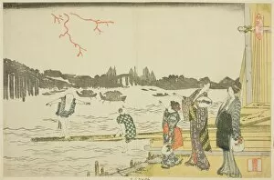 Women and Children Viewing the Fireworks, Japan, c. 1798. Creator: Hokusai